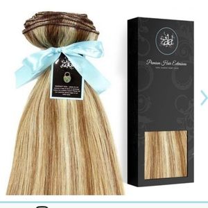 Sun Kissed Highlights Clip In Hair Extensions 100% Human Remy Hair 16 Inch